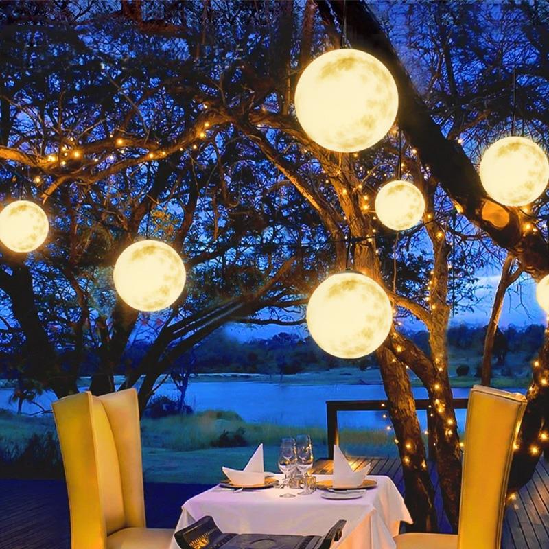 防水月亮月球吊灯花园挂树灯别墅庭院民宿布置造景氛围户外吊挂灯