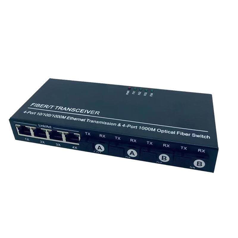 千兆4光4电单模单纤光纤收发器4光4电网络监控光纤交换机1台