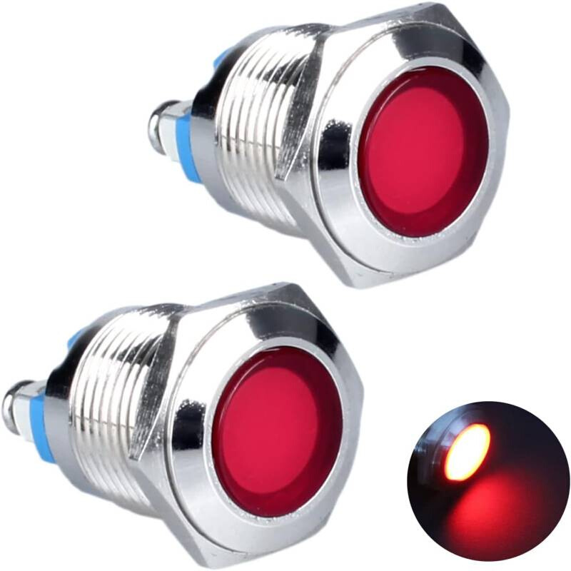 DMWD 2 件 16mm 12V-24V 15mA 节能 LED 指示灯防水 IP67 金属信