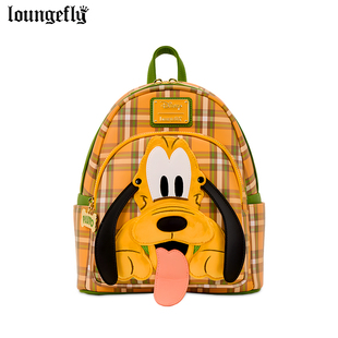 Loungefly迪士尼布鲁托狗正版周边礼物格纹双肩包女卡通迷你背包