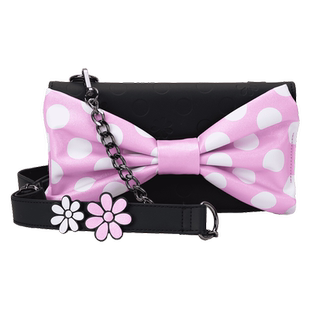 Loungefly迪士尼米老鼠米妮正版 周边花卉波点链条单肩斜挎包女生