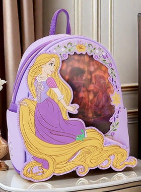 Loungefly迪士尼魔发奇缘长发公主乐佩幻影周边双肩包女迷你背包