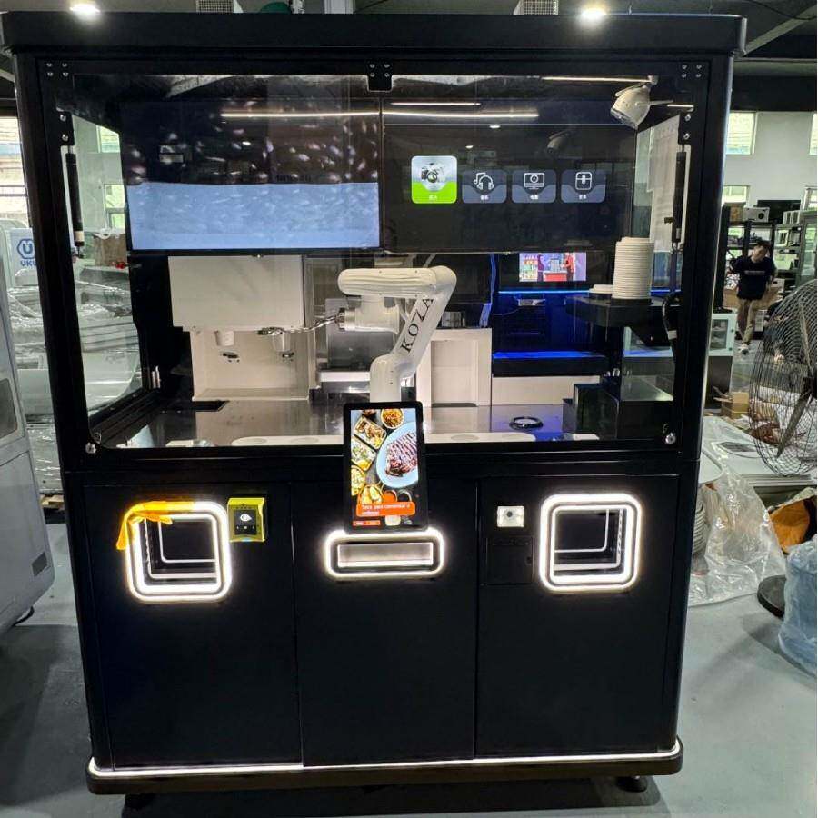 自动咖啡贩卖机配六轴机器人现磨咖啡新鲜咖啡豆咖啡机械臂