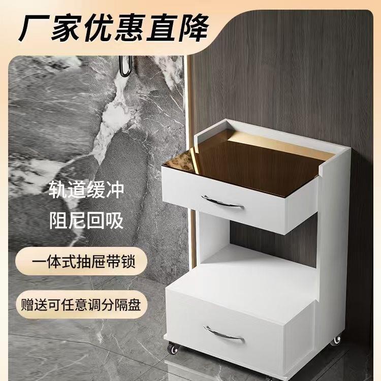 环保木制多功能可移动牙科两抽收纳柜带门锁配2份分隔板口腔移