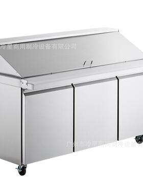 沙拉工作台批萨操作台调料保鲜台风冷不锈钢商用沙拉台比萨操作柜