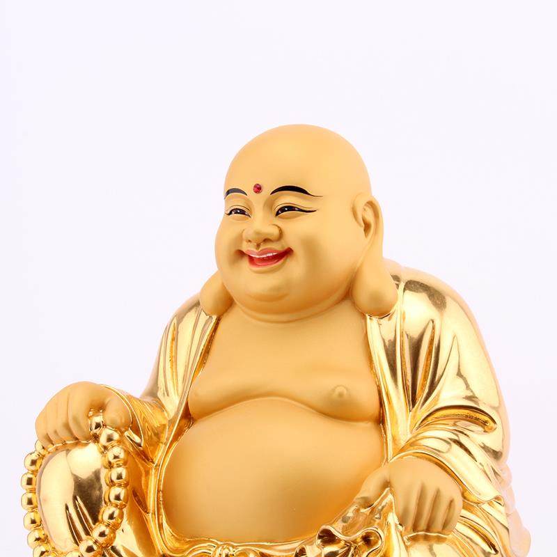 贴金黄铜大肚佛铜弥勒佛像笑面佛家用笑佛布袋佛人物客厅摆件