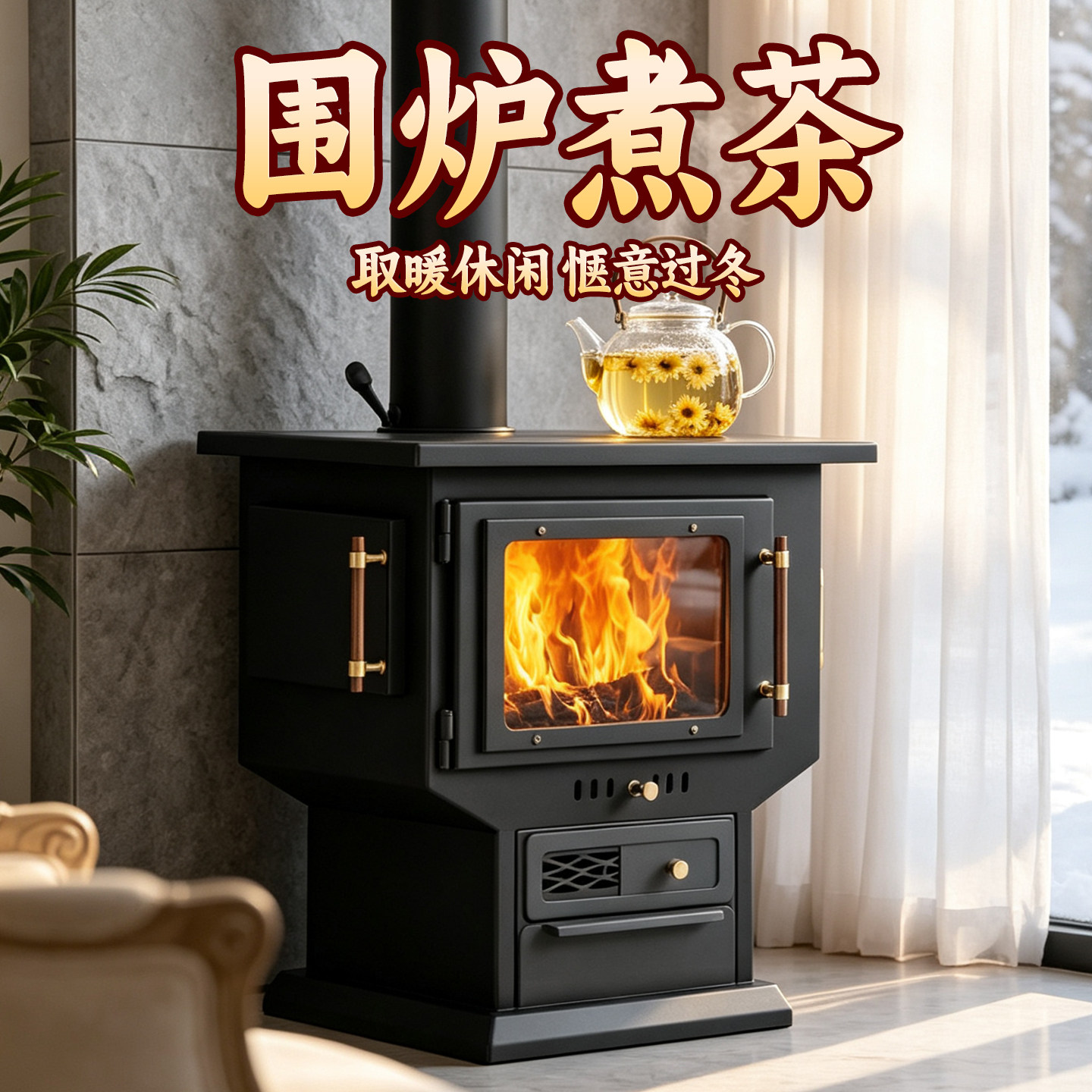 取暖炉家用室内柴煤两用农村烧柴烤火炉冬季无烟燃煤新款柴火炉子