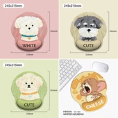 雪纳瑞白狗护腕鼠标垫女护腕橡胶手腕垫键盘手托男电脑办公桌面垫