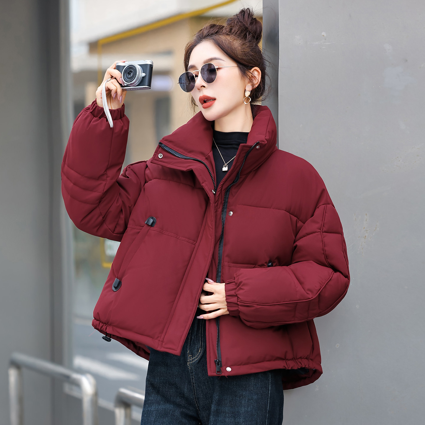 短款羽绒棉服女冬装2025新款韩版时尚立领棉袄加厚小个子棉衣外套