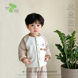 韩版冬季宝宝夹棉套装120g可爱加厚加绒宝宝棉服分体外穿男女儿童