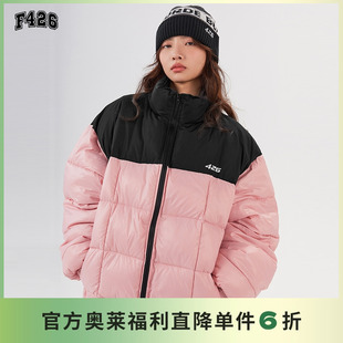 情侣嘻哈拼接方格绗缝宽松棉服 国潮牌秋季 F426奥莱店