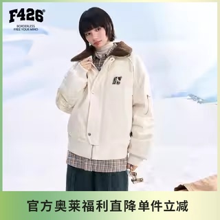 F426仿羊羔毛豹纹字母派克棉服