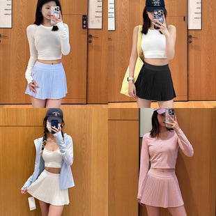 2025Varsity同款高腰百褶修身显瘦网球防走光速干运动风琴裙半身