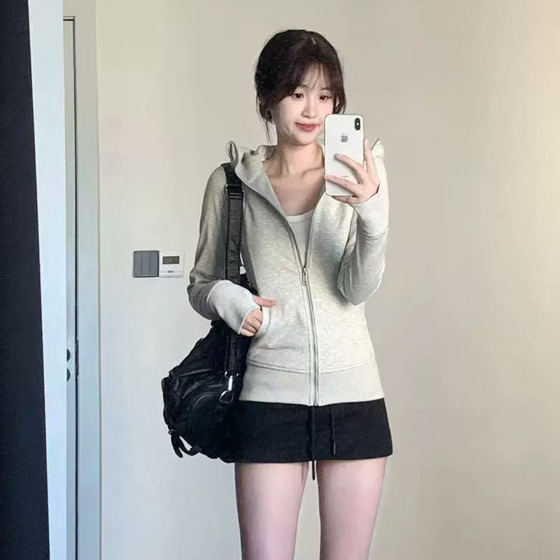 Scuba同款修身连帽拉链女卫衣