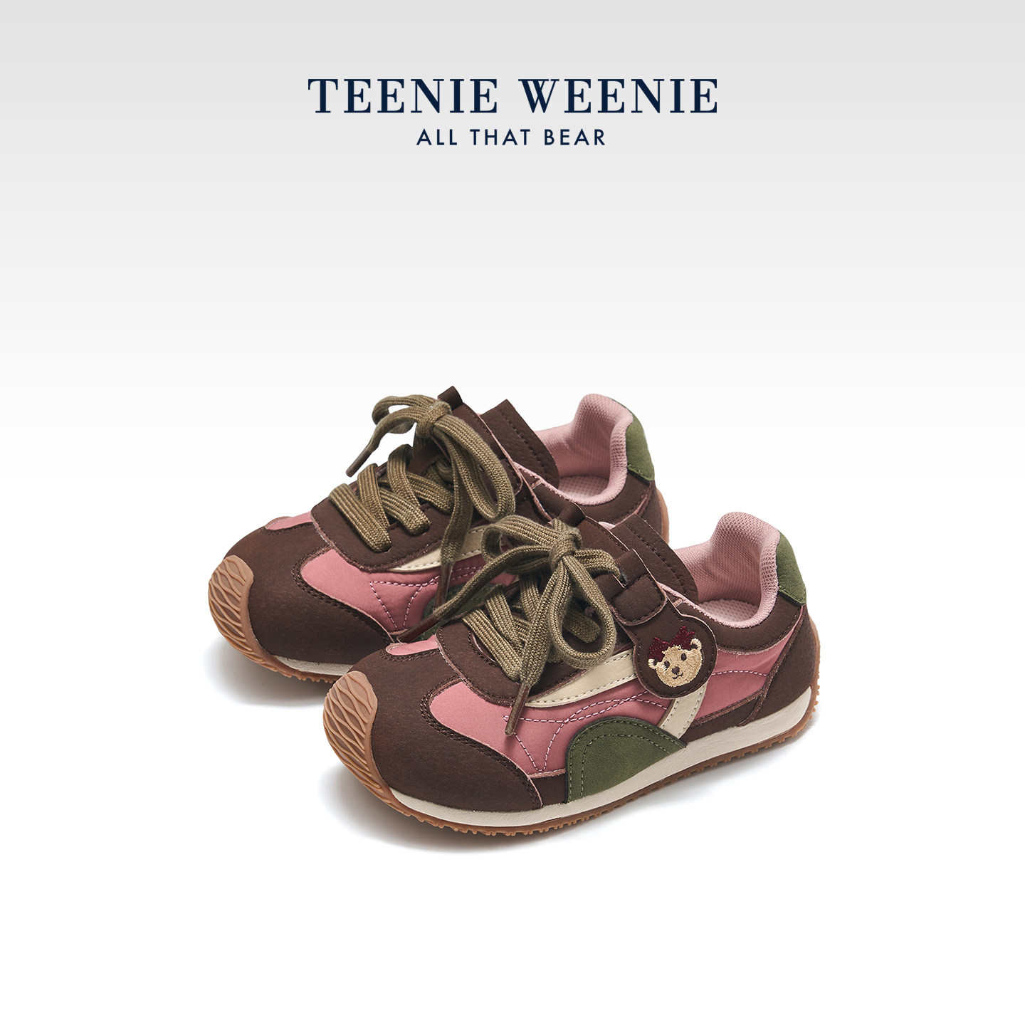 TeenieWeenie小熊儿童运动鞋秋新小女孩拼色宝宝鞋女童阿甘德训鞋