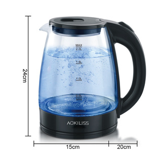 电热水壶家用欧规美规高硼硅玻璃水壶大功率2L烧水壶