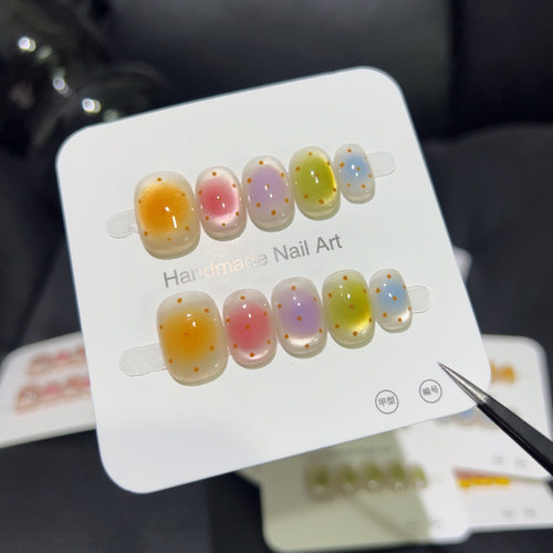ins橘子汽水玻璃珠多巴胺穿戴甲