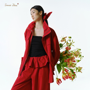 「明镜止水」sennos zhou宽松廓形工装外套四袋翻领夹克2025年春