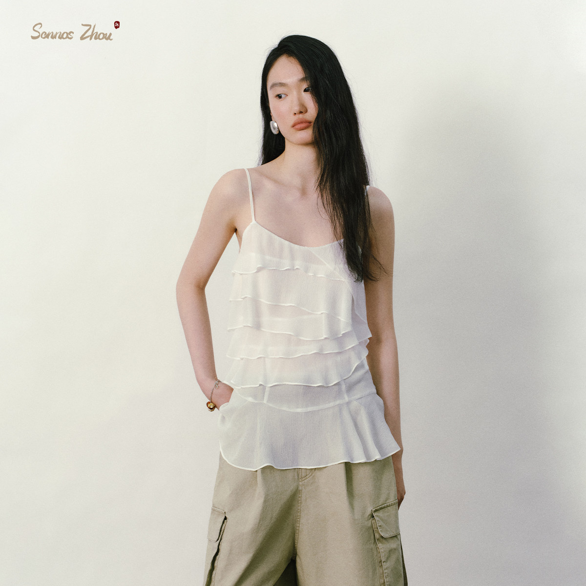 sennoszhou层叠荷叶吊带