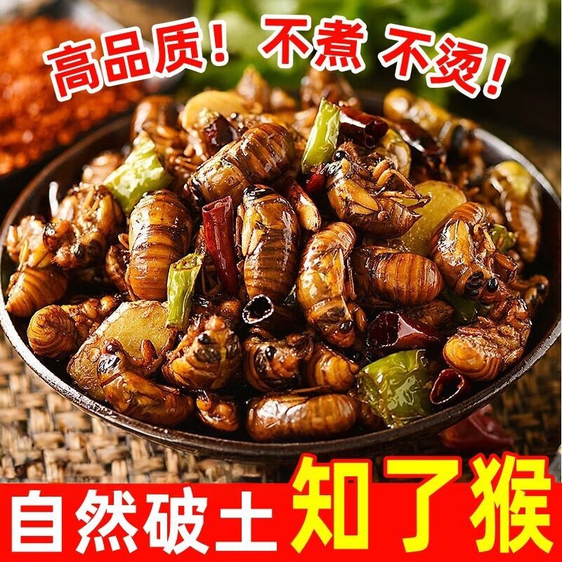 油炸金蝉知了猴开袋即食熟食爬叉