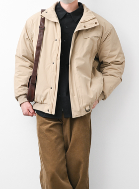 格集家美式复古加厚立领工装棉服外套宽松飞行员高街夹克25622