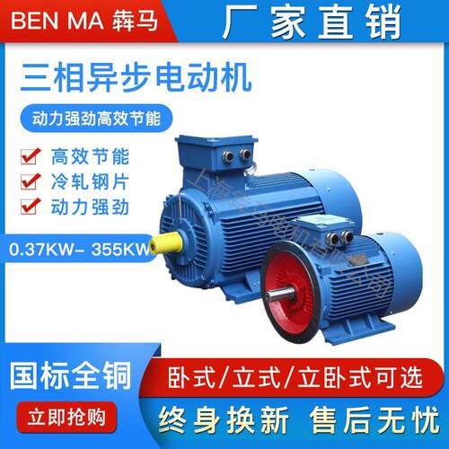 三相异步电动机132kw6极马达YE2-315L2-6级 380v电机铜线国标