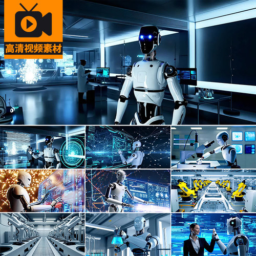 AI未来科技人工智能机器人应用生产制造现代自动化实验室视频素材