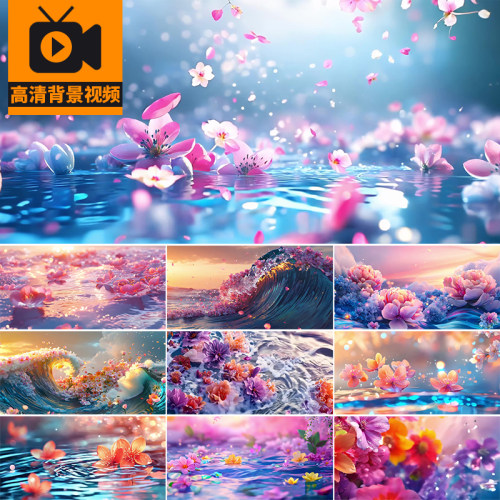 梦幻糖果鲜花花海花朵花瓣浪漫婚礼唯美舞台高清LED背景视频素材