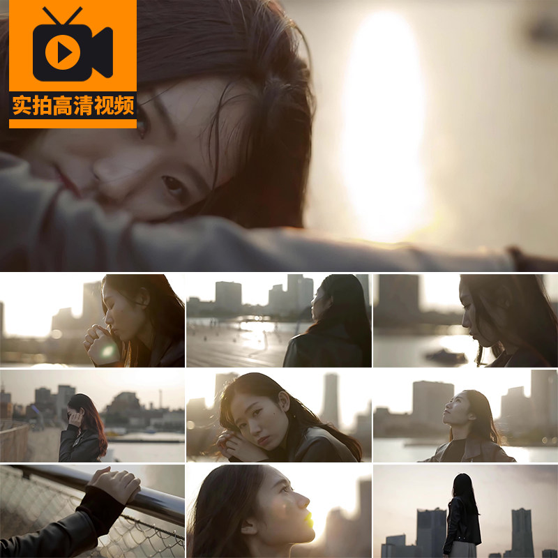 孤独伤感女生背影人物焦虑失落情绪低落难过治愈实拍高清视频素材