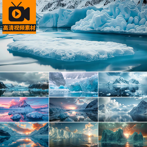 雪山冰川冰雪融化滴水汇成河流结冰南极北极山脉冰山高清视频素材