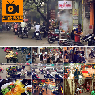 越南城市人文市井生活景色街拍人流车流街景夜市闹市实拍视频素材