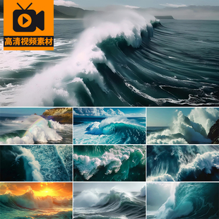 4K海浪海洋波浪花飞溅巨浪拍打海岸大海浪涛波涛汹涌高清视频素材
