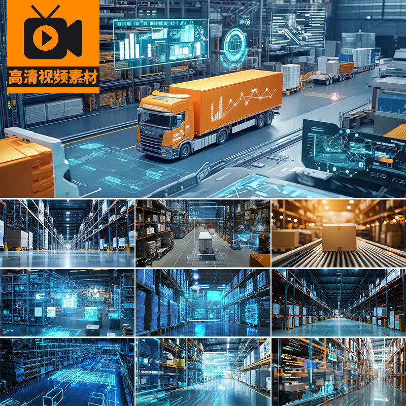 智慧物流仓储智能仓库运输货运现代化自动快递分拣中转站视频素材