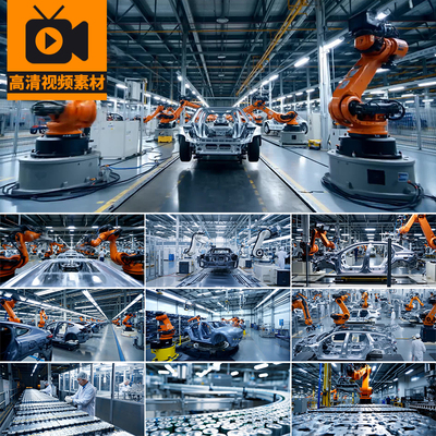 新能源汽车间生产电池制造电车研发智能自动化流水线高清视频素材