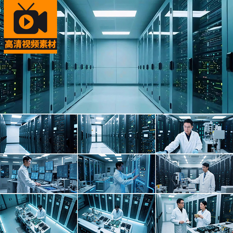科技数据中心机房量子计算机服务器信息处理网络储存高清视频素材