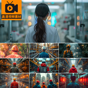 各行各业背影人物电力工人建筑师工程消防员励志奋斗高清视频素材