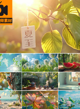 夏至夏天夏日阳光夏季唯美清新风景西瓜知了荷花美景文艺视频素材