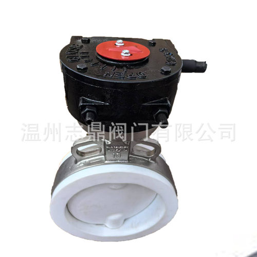 D71F46-16衬氟加厚四氟对夹蝶阀PTFE是加长系列