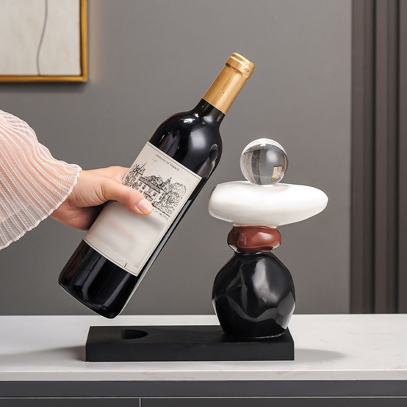 时来运转红酒架艺术石摆件办公室酒柜客厅电视柜装饰乔迁礼品