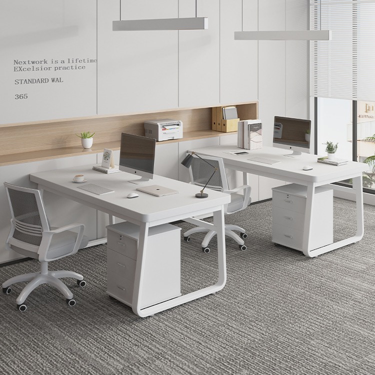 办公桌员工位办公室桌家用抽屉柜2人位职员桌椅组合简约现代桌子