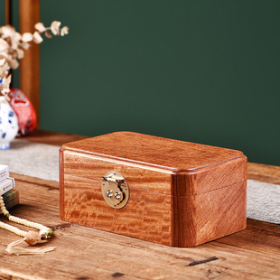 花梨木古典首饰盒2024新款结婚嫁妆彩礼实木收纳盒高档精致女带锁