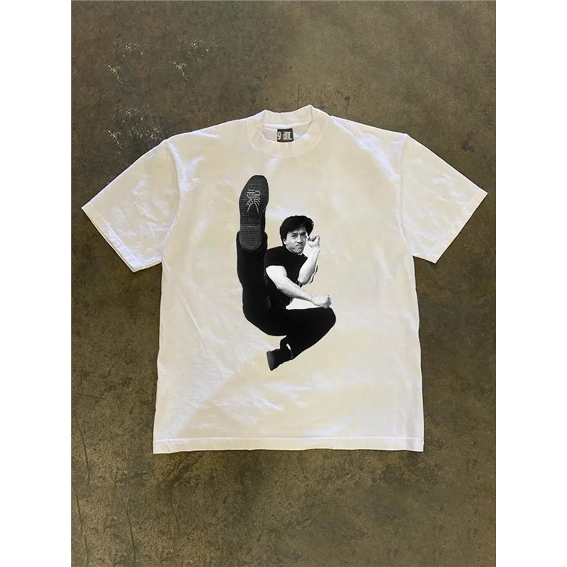 奥特莱斯~ 外贸清仓重磅纯棉！中国功夫古着字母情侣装男女款宽松