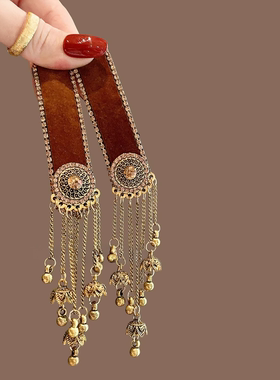 复古民族风铃铛流苏发夹气质优雅侧边夹时尚高端蒙古元素掰掰夹女