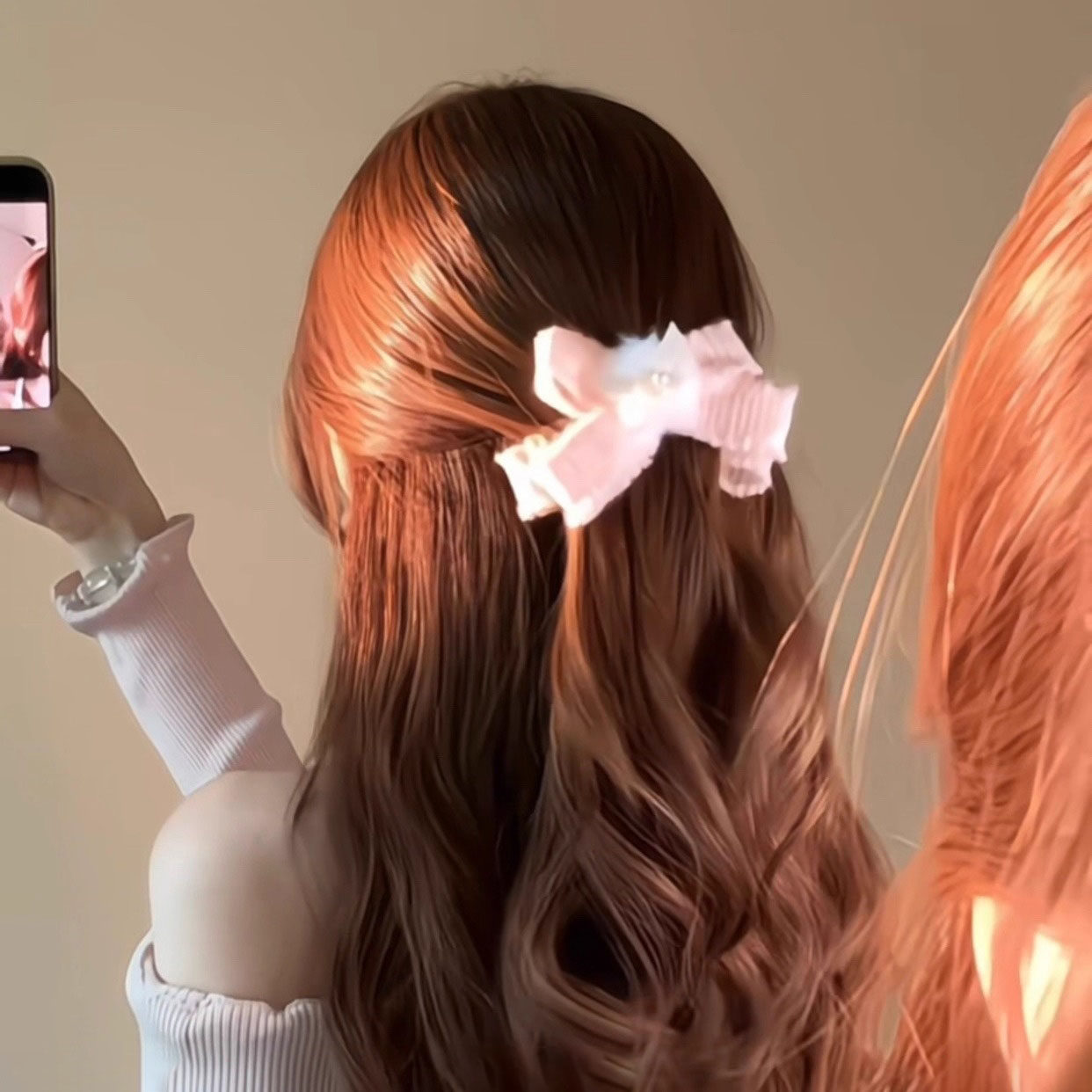 小香风毛绒蝴蝶结抓夹甜美百搭