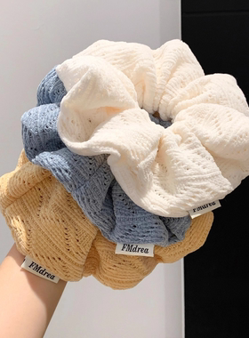 韩系软糯白色针织大肠发圈女慵懒风丸子头超大号百搭发饰头绳秋冬