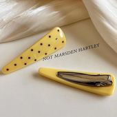 韩系高级黄色波点侧边发夹女刘海边夹小发卡夹子可爱头饰发饰卡子