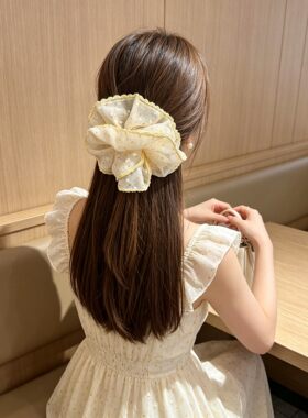 韩系甜美黄色爱心四层大肠发圈女扎头发丸子头发绳低马尾头绳头花