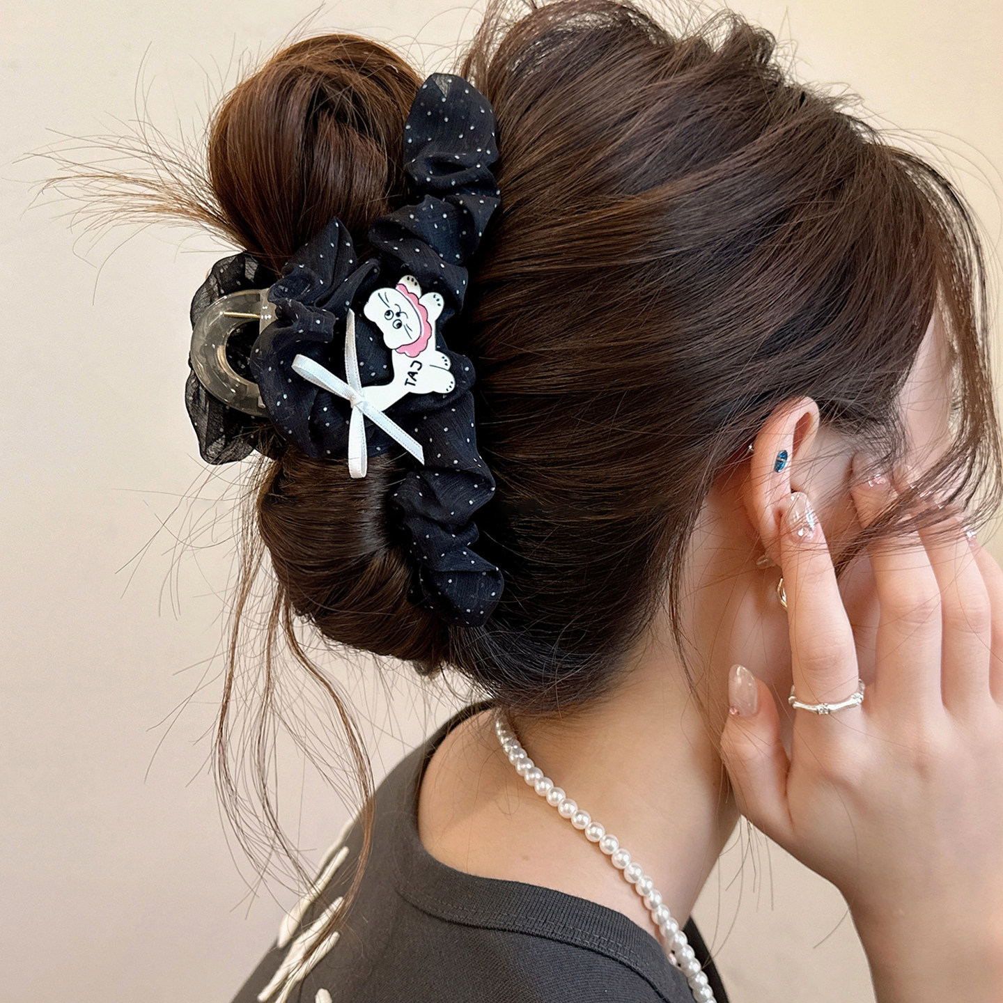 韩系可爱小狗抓夹网纱布艺发夹后脑勺头饰鲨鱼夹小香风女甜美发饰,饰品/流行首饰/时尚饰品新,发饰,淘宝优惠券,粉丝福利购,淘宝优惠卷