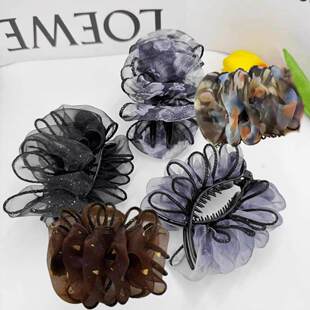 云朵泡泡褶皱碎花丸子头抓夹发饰2026新款高级感后脑勺头发发夹女