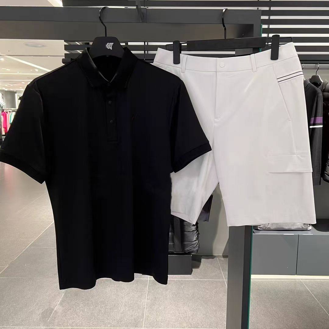 男士25早春新款高尔夫服装翻领冷感短袖运动休闲T恤